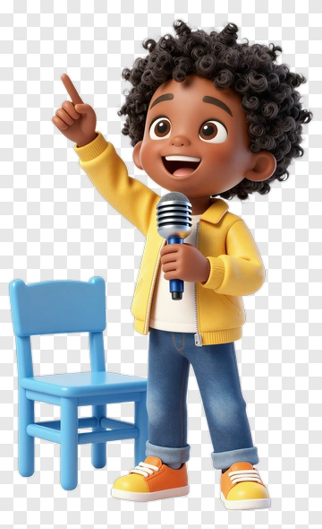 Cartoon Boy Holding A Microphone PNG
