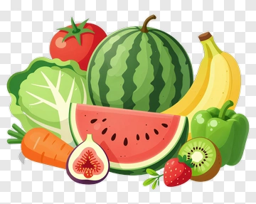 Colorful Assortment Of Fruits And Vegetables PNG