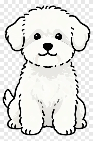 Cartoon White Dog Sitting PNG