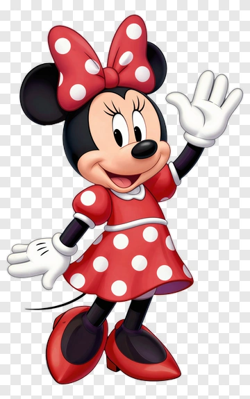 Minnie Mouse Waving In A Red Polka Dot Dress PNG