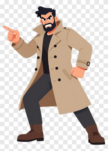 Cartoon Detective Pointing PNG