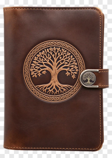 Brown Leather Journal With Tree Of Life Design PNG