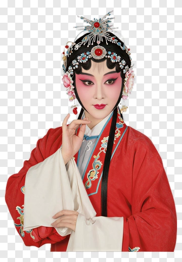 Traditional Chinese Opera Performer In Red Costume PNG