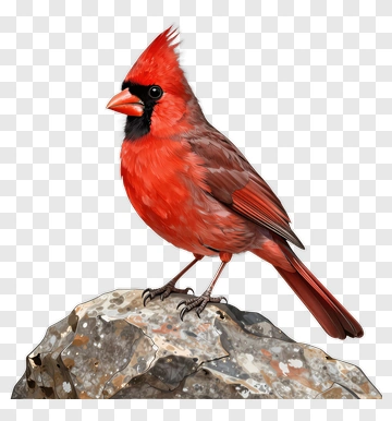 Red Cardinal Sitting On A Rock PNG