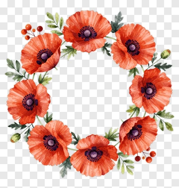 Floral Wreath Of Poppies PNG