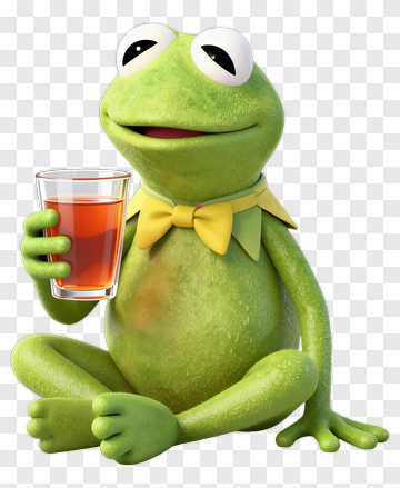 Cartoon Frog Holding A Drink PNG