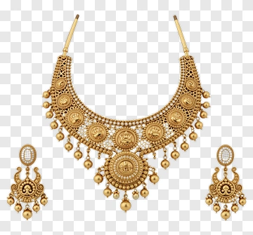 Gold Necklace And Earrings Set PNG