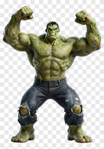3D Hulk Character Flexing Muscles PNG
