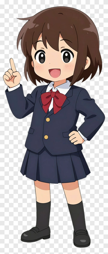 Cartoon Schoolgirl Pointing With A Smile PNG