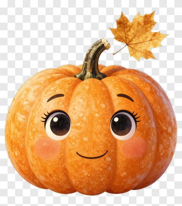 Cartoon Pumpkin With Leaf PNG