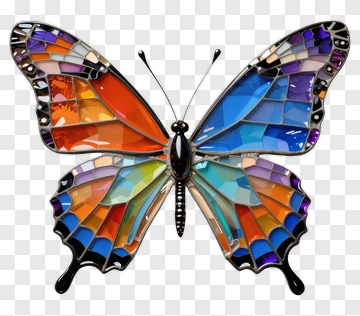Colorful Butterfly With Stained Glass Design PNG