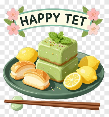 Happy Tet Dessert With Lemon And Sweet Rolls PNG