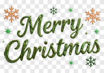 Merry Christmas Text With Snowflakes PNG