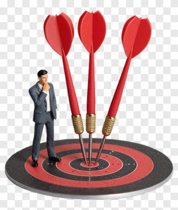 Businessman Standing Beside Darts On A Target PNG