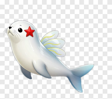 Cartoon Seal With Starfish Decoration PNG