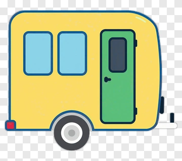 Cartoon Yellow Trailer With Green Door PNG