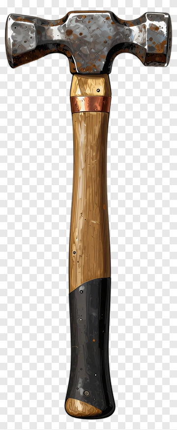 Cartoon Hammer With Wooden Handle PNG