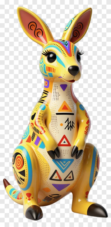 Colorful Kangaroo Figurine PNG