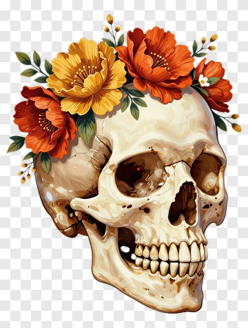 Floral Skull Decoration PNG