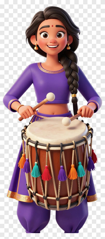 3D Woman Playing A Drum PNG