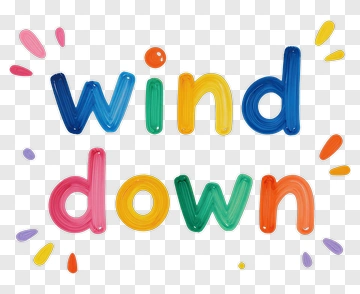 Colorful Wind Down Text With Decorative Elements PNG