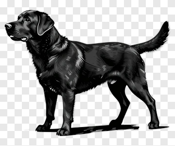 Black Labrador Retriever Standing Proudly PNG