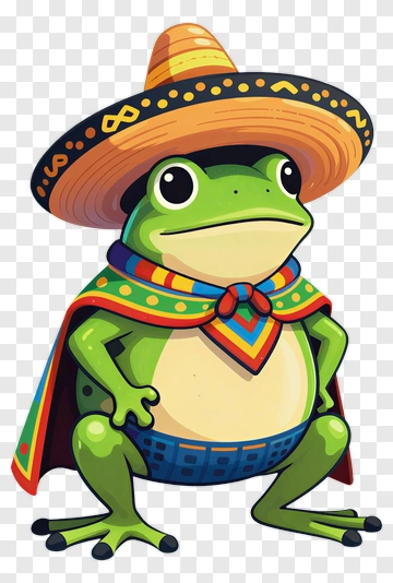 Cartoon Frog Wearing A Sombrero PNG