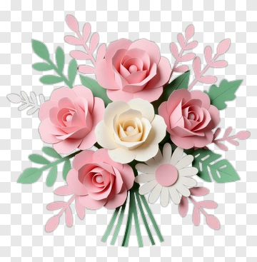 Colorful Paper Flower Bouquet PNG