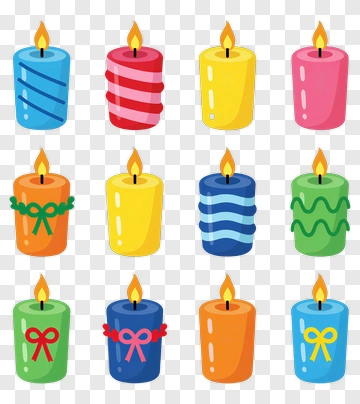 Colorful Candles With Flames PNG
