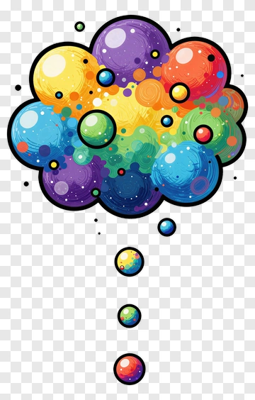 Colorful Thought Bubble With Planets PNG