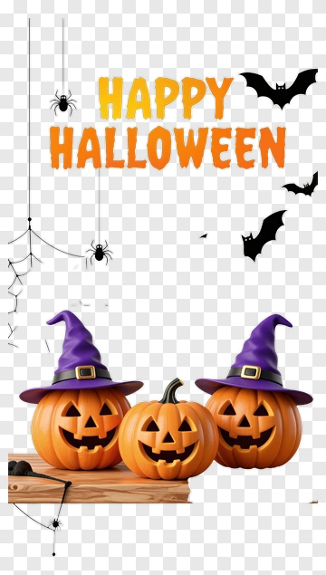 Happy Halloween With Pumpkin Jack-O'-Lanterns PNG