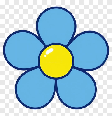 Blue Flower With Yellow Center PNG