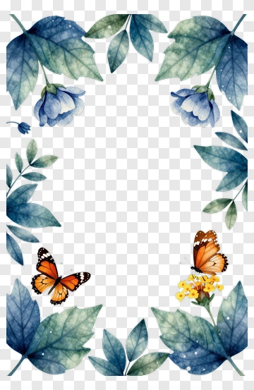 Floral Frame With Butterflies PNG