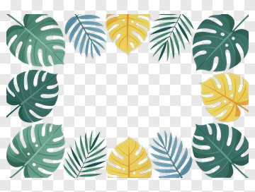 Colorful Tropical Leaf Border PNG