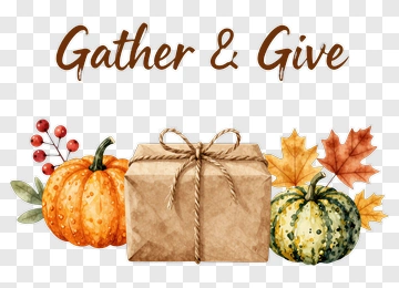 Gather And Give With Pumpkins And Gift Box PNG