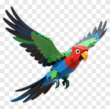 Colorful Parrot Toy In Flight PNG