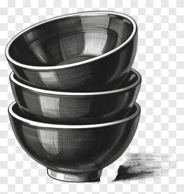 Stacked Black Bowls PNG