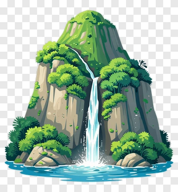 Waterfall In A Mountain Landscape PNG