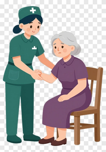 Nurse Assisting An Elderly Woman PNG