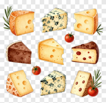 Variety Of Cheese With Tomatoes And Herbs PNG