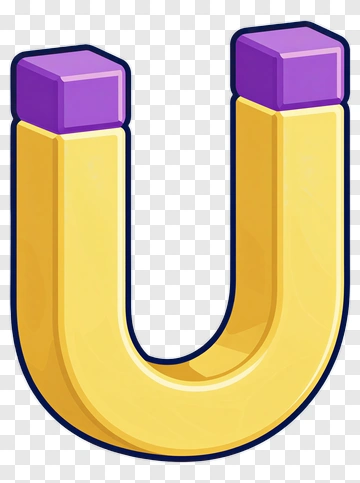 Cartoon Yellow U-Shaped Magnet With Purple Ends PNG