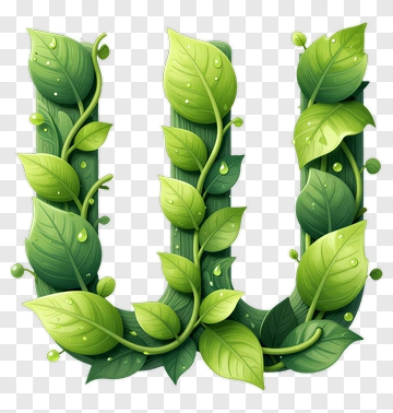 Green Leafy Letter U PNG