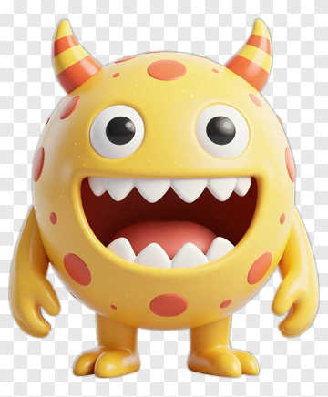 Cartoon Monster With Big Eyes And Horns PNG