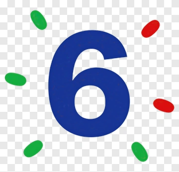 Colorful Number Six With Decorative Dots PNG