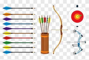 Archery Equipment With Colorful Arrows And Target PNG