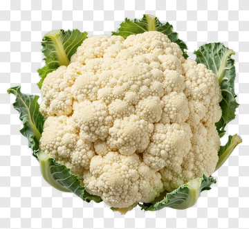Fresh Cauliflower Head With Green Leaves PNG