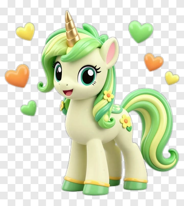 Cartoon Unicorn With Colorful Hearts PNG