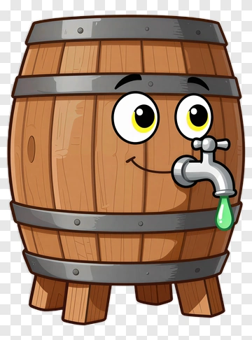 Cartoon Water Barrel With Faucet PNG