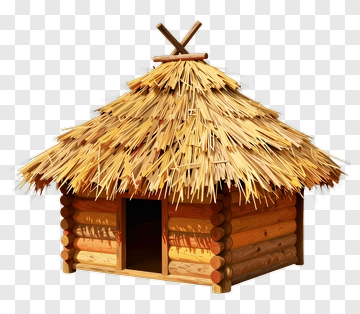 Wooden Hut With Thatched Roof PNG
