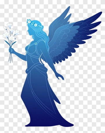 Angel Holding Flowers PNG